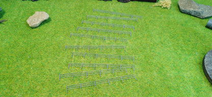 12 Stück "Metall Geländer" Zaun in silber/grau