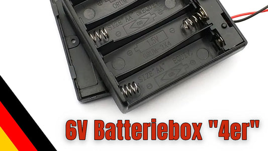 6V Batteriehalter für 4x AA-Mignon - Gehäuse mit Schalter