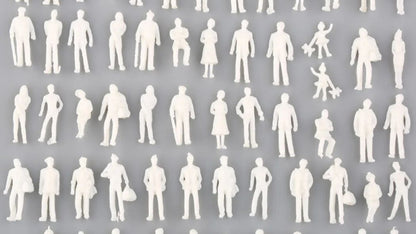 100x Figuren 1:72 (1:76) stehende Passanten Spur 00 - unbemalt