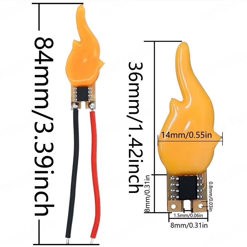Flackerlicht LED brennendes Haus Brandflackern Feuer Flamme mit Kabel