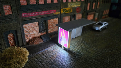 Bushaltestelle als Bausatz oder bemalt (inkl. Graffiti) ggf. LED Beleuchtet