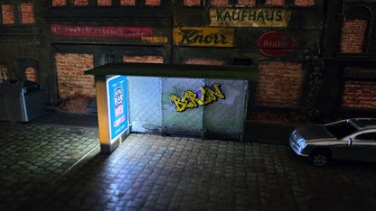 Bushaltestelle als Bausatz oder bemalt (inkl. Graffiti) ggf. LED Beleuchtet