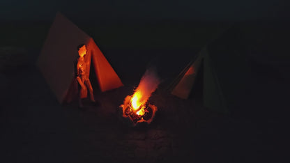 Campingplatz-Set Spur 0 (1:45) – 2 Zelte mit Lagerfeuer & Feuer-LED