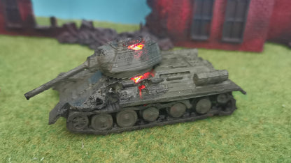 Zerstörter T-34 Sowjet Panzer (+Feuer LED)