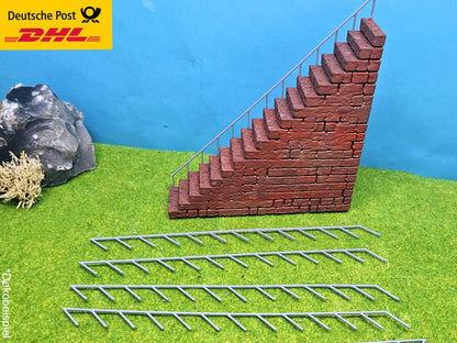 Treppengeländer Geländer Railing Metallzaun (10 Stück) H0 1:87 (30 oder 45 Grad)
