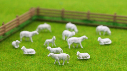10x Schafe Schafsherde Set - weiß