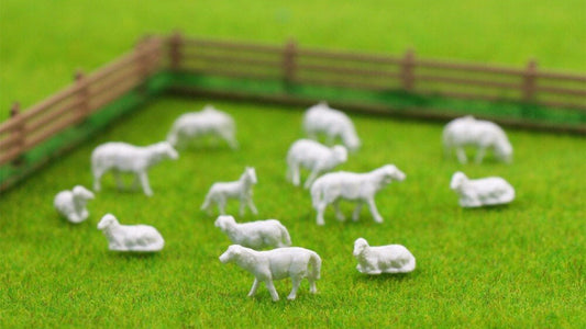 10x Schafe Schafsherde Set - weiß