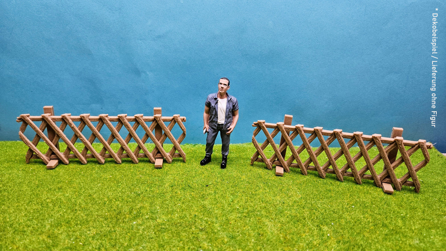 Jägerzaun Holzzaun Zaun - 2 Zaunfelder + Füße für Spur G